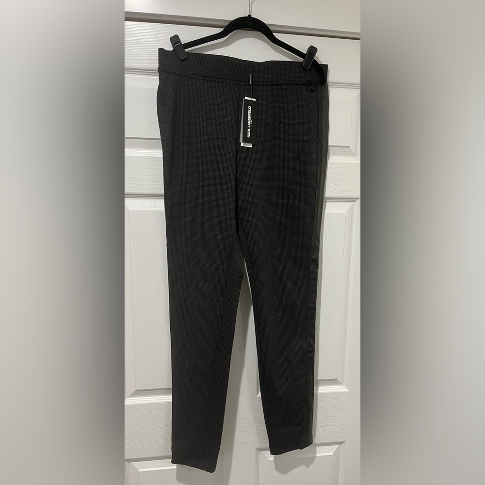 Karl Lagerfeld Textured Black Womens Dress Pants